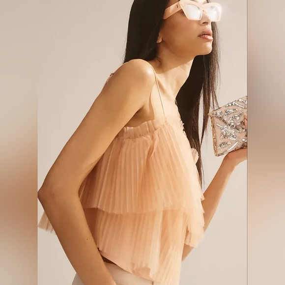 NWT By Anthropologie Pleated Tulle Tank - Picture 2 of 7